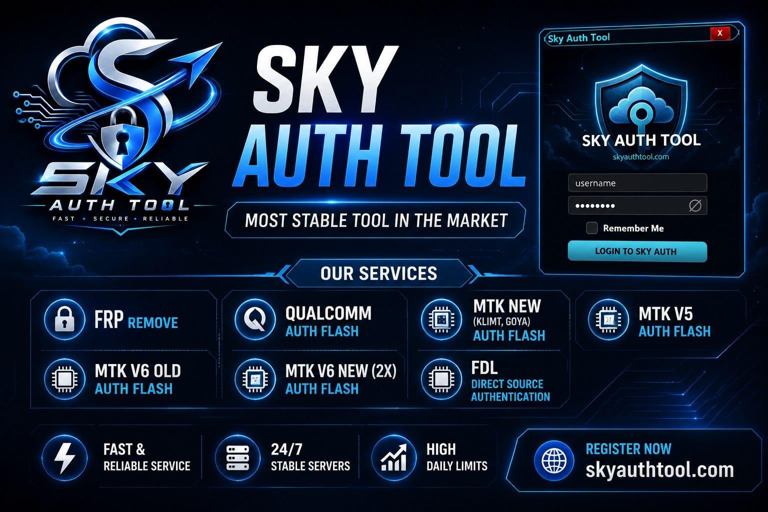 SKY AUTH TOOL [  FRP/FLASH CREDIT ] Auto Api Instant ✅️
